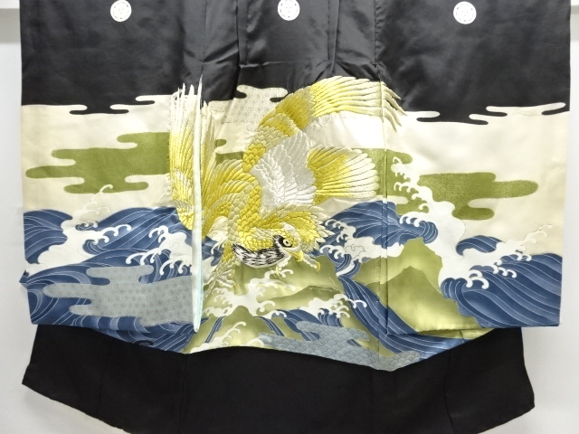 JAPANESE KIMONO / ANTIQUE KIMONO FOR BOYS / SILK / EMBROIDERY / HAWK